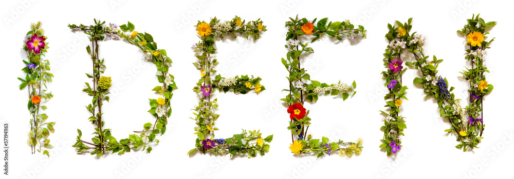Blooming Flower Letters Building German Word Ideen Means Ideas