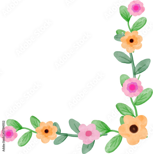 Fototapeta Naklejka Na Ścianę i Meble -  Flower Corner Arrangement Watercolor