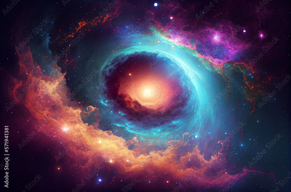 Obraz premium Glowing mysterious universe background. Generative ai