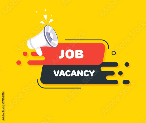 Speech bubble with job vacancy text. Speech bubble with loudspeaker. Pop art style. Vector line icon for Business and Advertising