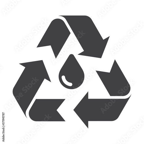 recycle symbol icon with liquid drop
