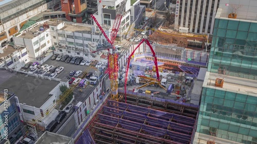 Time-lapse of the site where a giant machine moves a building photo