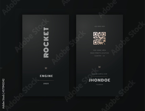 Vertical Modern Professional Business Card Template with QR Code and Gold Accent