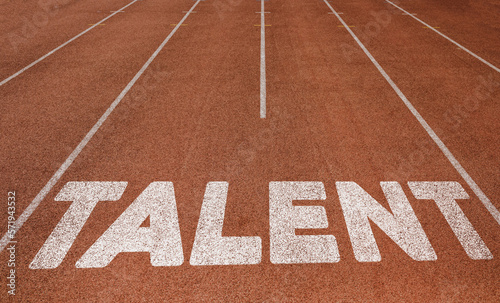 Talent written on running track, New Concept on running track text in white color