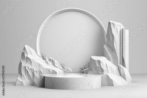 mockup podium pour produit de beauté ou cosmétique, fond blanc - illustration 3D