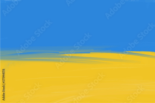 Beautiful background of the Ukrainian flag by hand with strokes of blue and yellow colors, watercolor