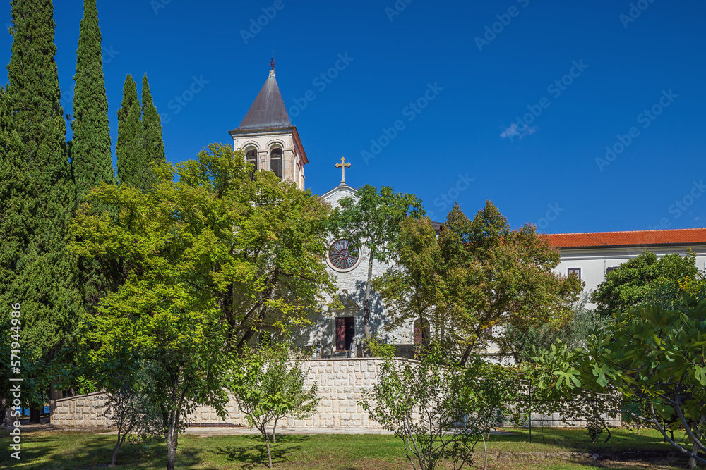 In the garden of the Visovac Monastery in the Krka National Park