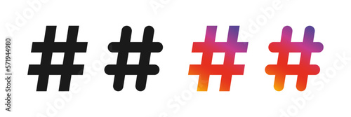 Hashtag set icon. Mentioning a person in social networks, tags, keywords, description, mainstream, clickbait, trend, feedback. Review concept. Vector line icon isolated on white background