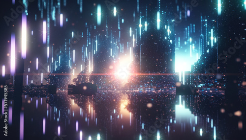 Futuristic Holographic City in Cyber Space. Generative AI.