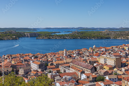 Sibenik and the access to the sea seen from the Barone Fortress photo