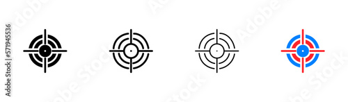 Sight set icon. Aim, cursor, target audience, data analysis, targeting, goal, targetologist, achieve, achievement. Vector icon in line, black and colorful style on white background
