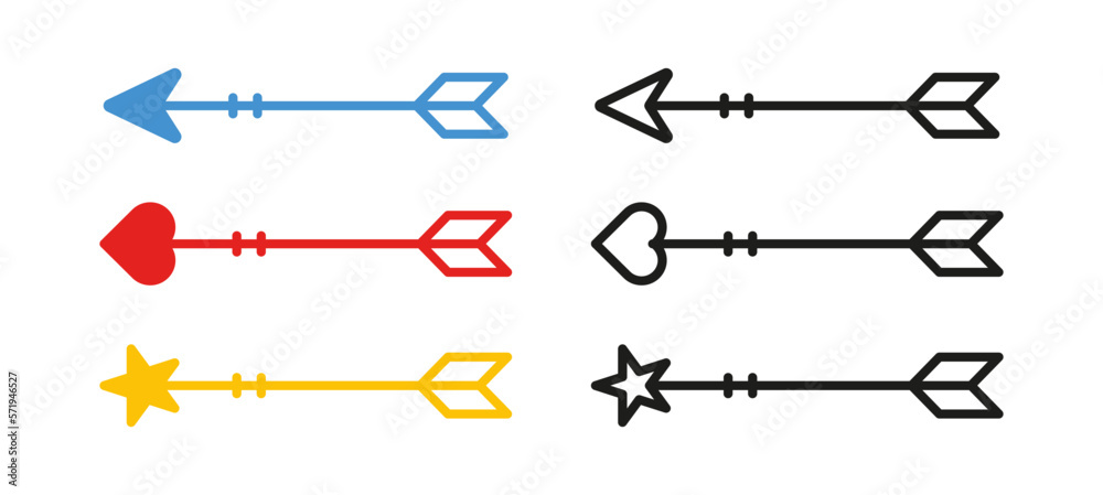 Amer arrow icon set. Fall in love, arrow, cupid, relationship, couple, party, gift, ball, surprise, gift, romance, marriage. Love concept. Vector icon in line, black and colorful style Amer arrow icon set. Fall in love, arrow, cupid, relationship, couple, party, gift, ball, surprise, gift, romance, marriage. Love concept. Vector icon in line, black and colorful style