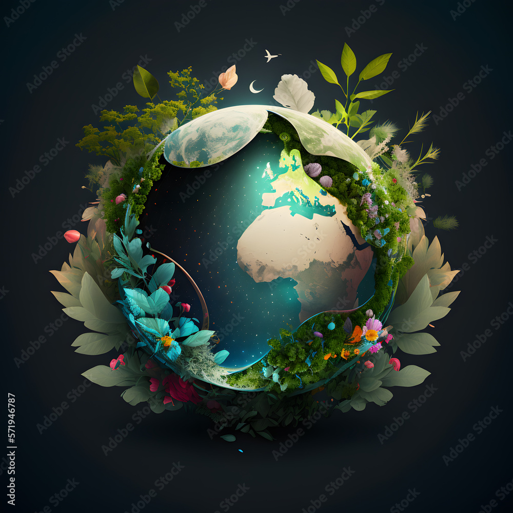 Earth Day Conception Illustration - Generative AI 