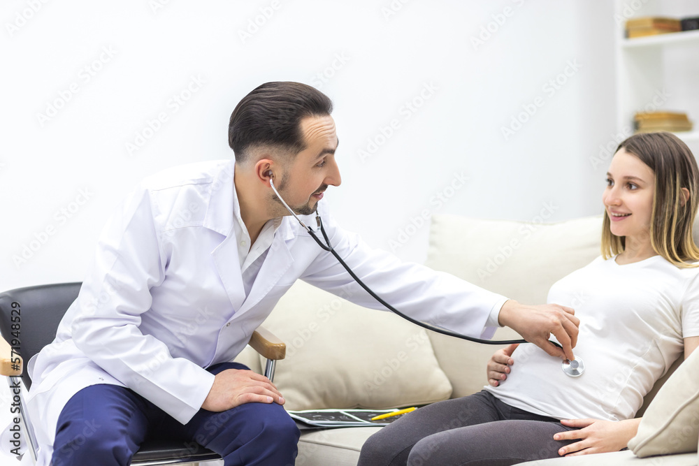 Photo of pregnant woman speaking with a doctor. Photo of pregnant woman speaking with a doctor.