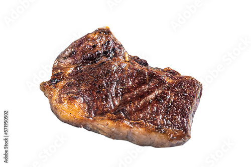 Grilled Striploin beef meat steak or new york steak.  Isolated, transparent background. 