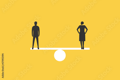 Male and female symbol on the scales with balance. Gender equality concept