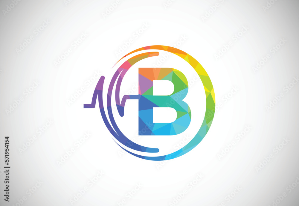 Initial low poly B alphabet with health pulse. Heartbeat logo design. Logo for medical or health business Initial low poly B alphabet with health pulse. Heartbeat logo design. Logo for medical or health business