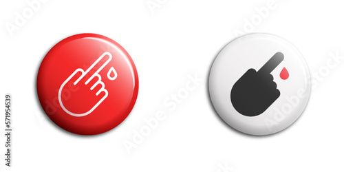 Blood test icon. Blood droplet from finger. Vector illustration.
