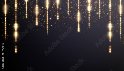 Christmas garlands, holiday lights. Light effect of vertical lights of light. For web design, invitation cards, advertisements Vector