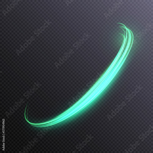 Vector illustration of dynamic light sources on a dark background. High speed in night abstraction. Abstract light swirl. For web design, game design. PNG vector