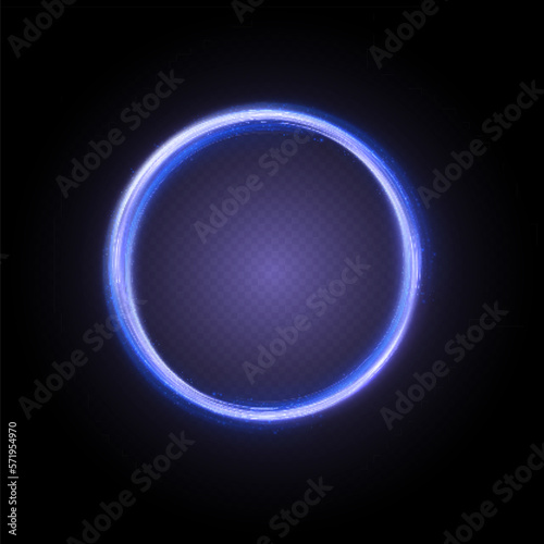 Vector circular light beam isolated on transparent background. Glowing neon light effect. Vector illustration. Glowing ellipse line. lighting png 