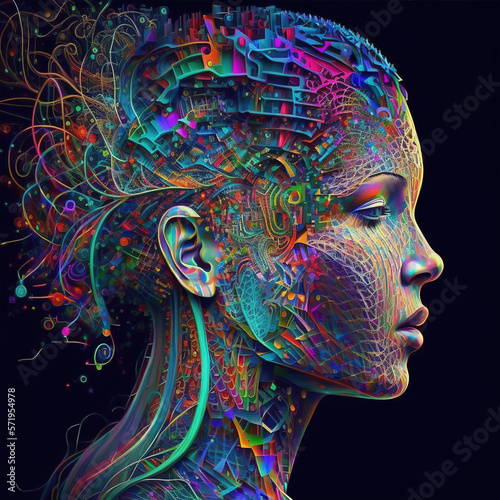 Visualization of artificial intelligence in the form of a head