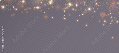 Light effect with lots of shiny highlights shining on a transparent background for holiday and greeting illustrations.