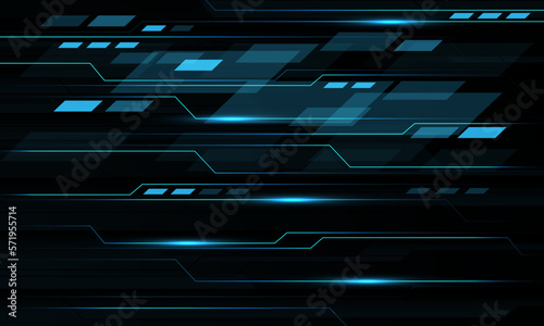 Abstract blue black line cyber circuit pattern design ultramodern futuristic technology background vector