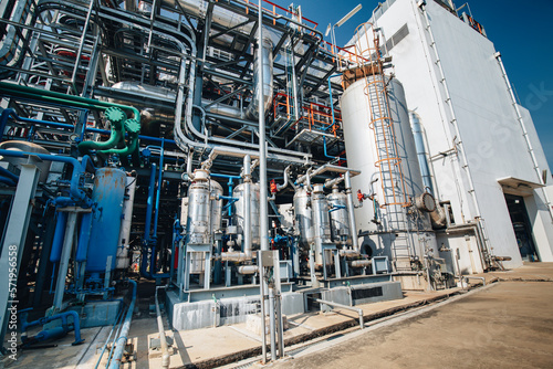 Scene afternoon of tank oil refinery plant tower and column tank oil of Petrochemistry.