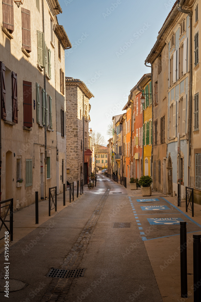 View of a street in the small town of La Roquebrussane in the Var department, in the Provence region of France
