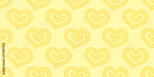 Beautiful pattern heart. geometric cute style heart vector, sweet romance pattern hand drawn cute for decorating the wedding card for valentine's day, tattoo, logo, and love concept.yellow color.
