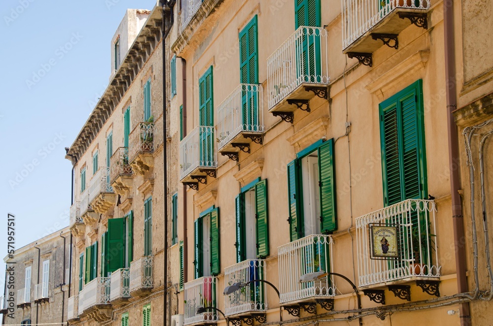 Beautiful facade of old mediterranean building