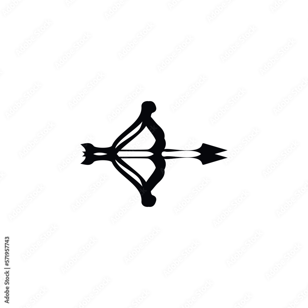 Bow and arrow icon. Simple style hunting poster background symbol. Bow
