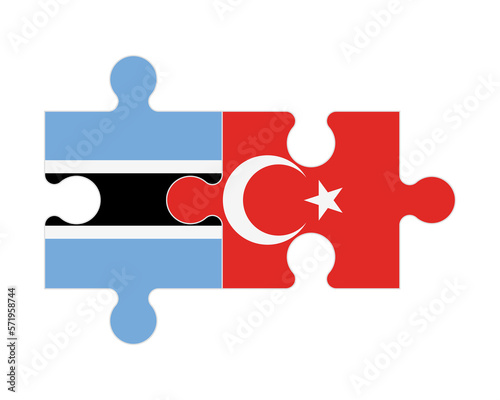 puzzle of flags of Botswana and Turkey, vector