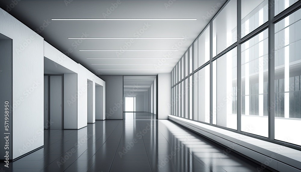 Fototapeta premium Interior of modern empty office building. generative ai