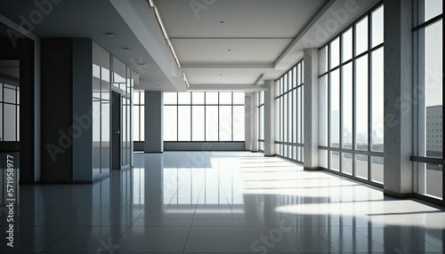 Interior of modern empty office building. generative ai