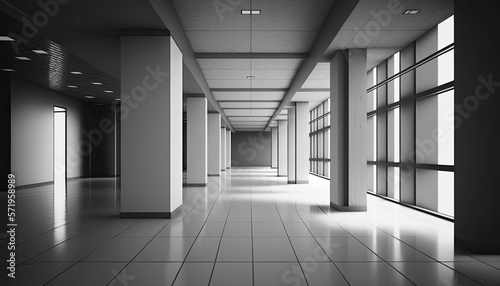 Interior of modern empty office building. generative ai