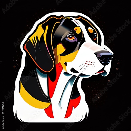 American Coonhound Animal Style Print Design Logo. Generative AI.