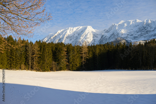 Mountain Grimming on a cold sunny day in winter photo