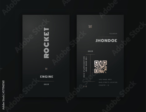 Vertical Modern Professional Business Card Template with QR Code and Gold Accent