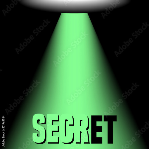 Alien spaceship vector background with abductor ray and secret word.