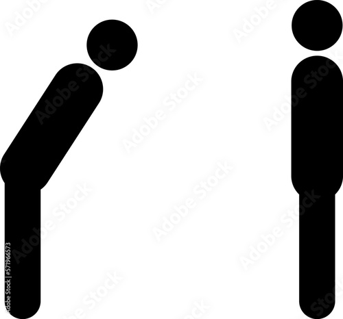 Japanese greetings bowing men's and women's vector illustration. Business image