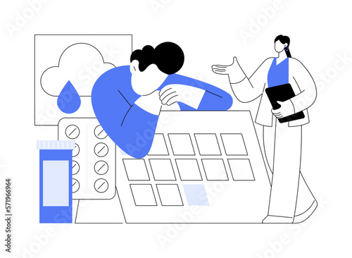 Seasonal affective disorder treatment abstract concept vector illustration.