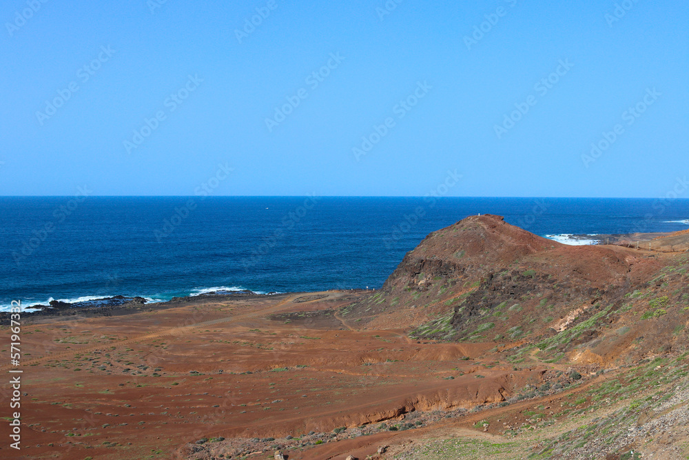 Canary islands Rocky coastline with big waves 