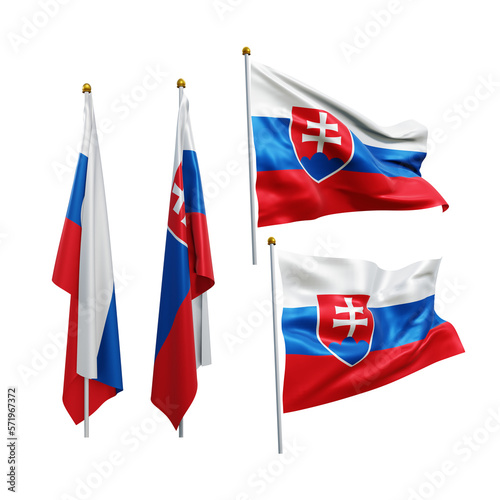 3d rendering central europe slovakia flag fluttering and no fluttering