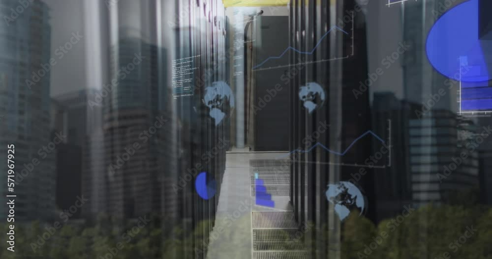 Animation of data processing over computer servers Animation of data processing over computer servers