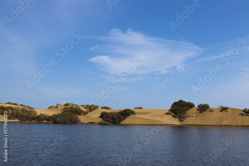 Blue lake next to the Maspalomas Dunes