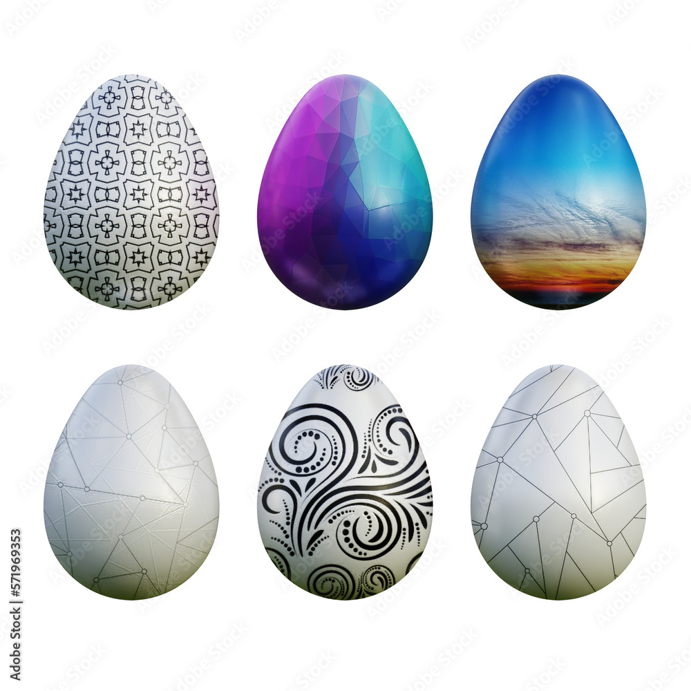 Realistic 3d easter eggs in abstract seamless vector fantasy lines patterns Realistic 3d easter eggs in abstract seamless vector fantasy lines patterns