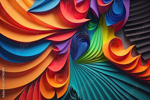 Abstract colorful paper cut background and wallpaper. Generative AI © AI Farm