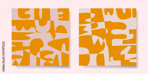 Abstract set with organic nature shapes and texture minimalist florist vector illustration.